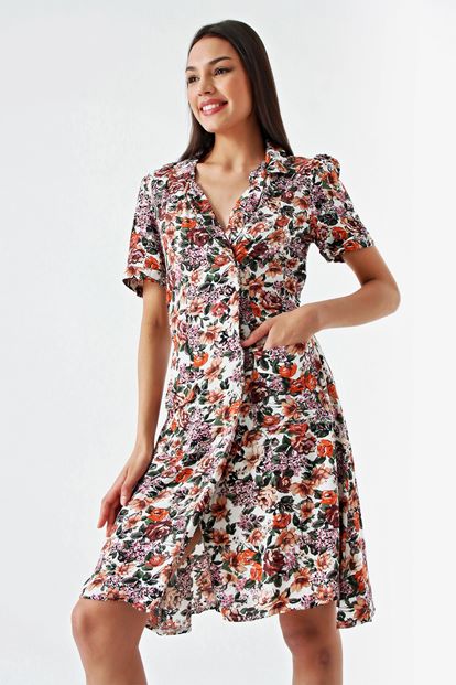 Floral Short Sleeve Short Dress