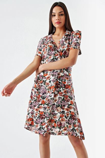 Floral Short Sleeve Short Dress