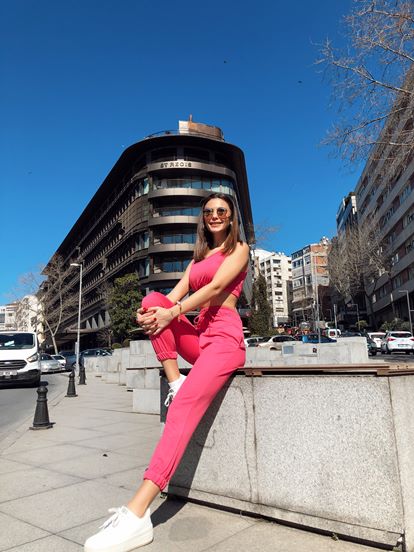 Pembe Crop Eşofman Ikili Takım