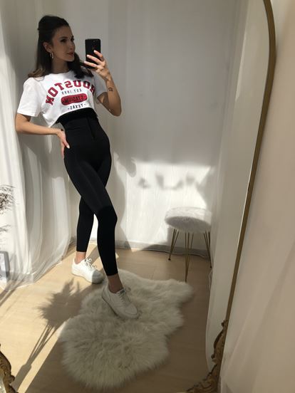 Siyah Yüksek Bel Korse Tayt