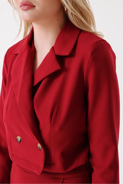 Burgundy Shorts Skirt Crop Jacket Team