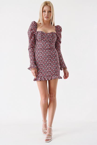 Mini-height dress with pink flowers