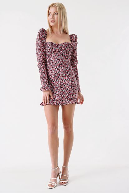 Mini-height dress with pink flowers