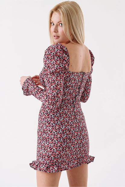 Mini-height dress with pink flowers
