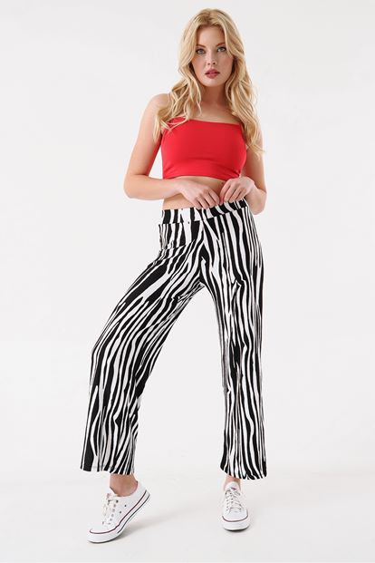 Siyah Zebra Desen Pantolon