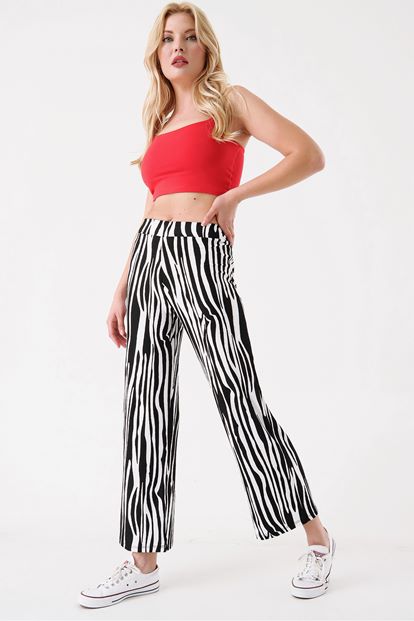 Siyah Zebra Desen Pantolon