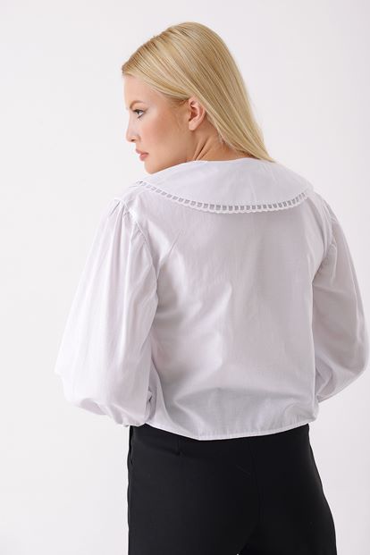 White Lace Detail Shirt