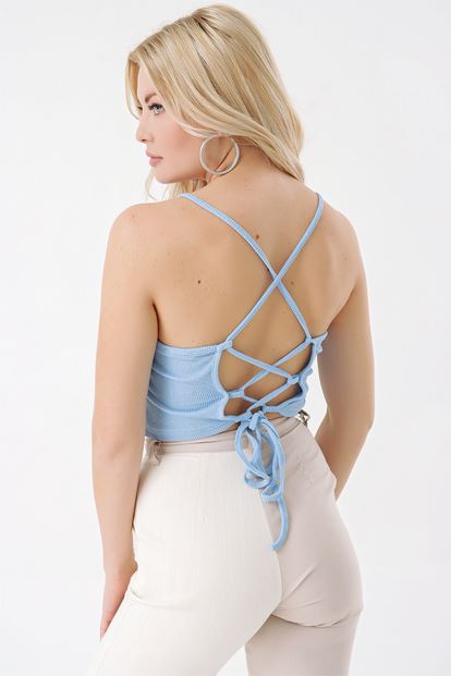 Blue Back Detail Rope Hanger Crop
