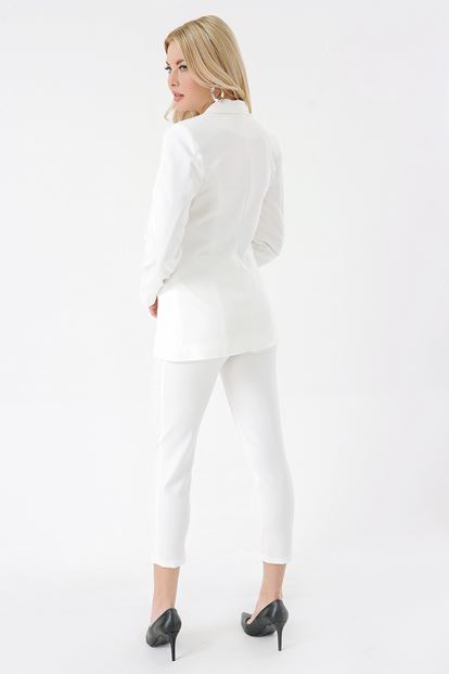 Beyaz Ceket Pantolon Takım