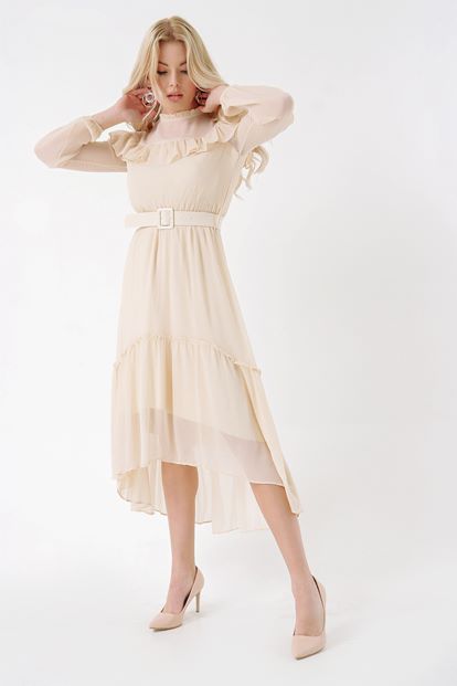 Arched Cream Chiffon Dress
