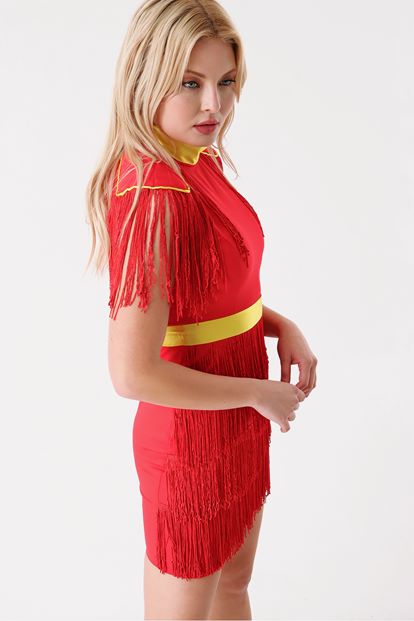 Fringed Red Mini Dress