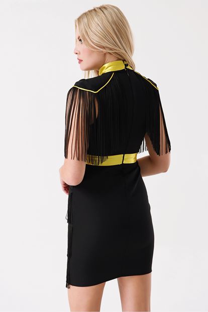 Fringed Black Mini Dress