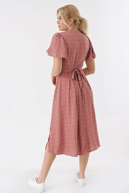 Brown Heart Pattern Shirt Dress