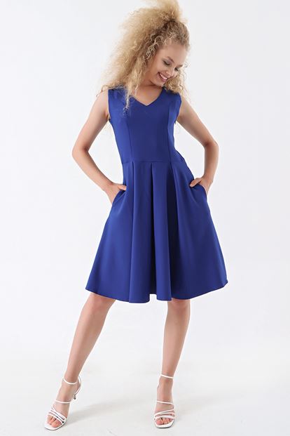 Saxe Seal Pleated Mini Boy Dress