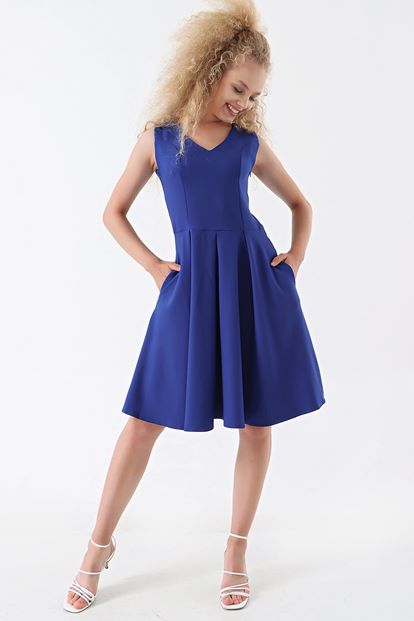 Saxe Seal Pleated Mini Boy Dress
