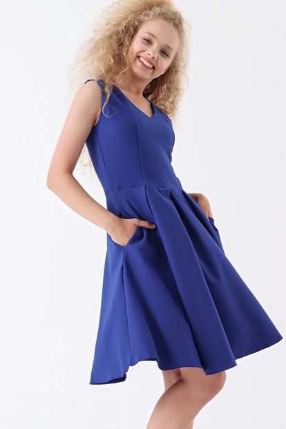 Saxe Seal Pleated Mini Boy Dress