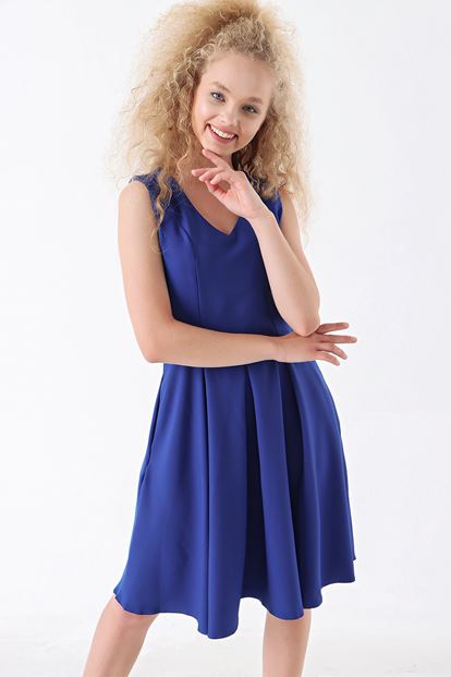 Saxe Seal Pleated Mini Boy Dress