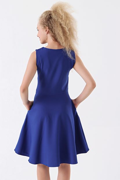 Saxe Seal Pleated Mini Boy Dress