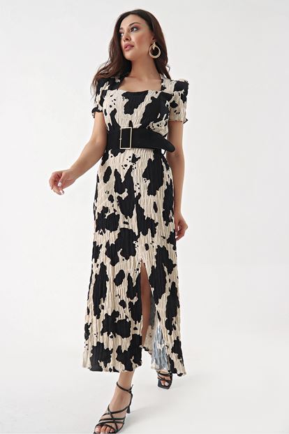 Cream paint pattern arched dress