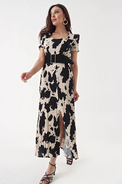 Cream paint pattern arched dress
