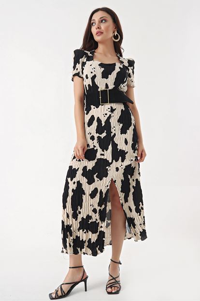 Cream paint pattern arched dress