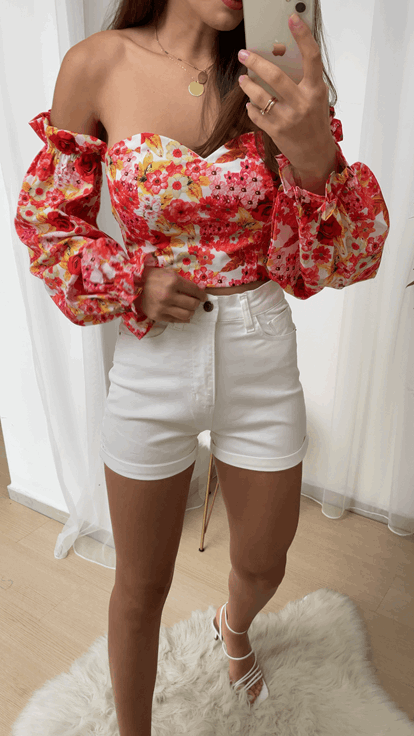 White jean shorts
