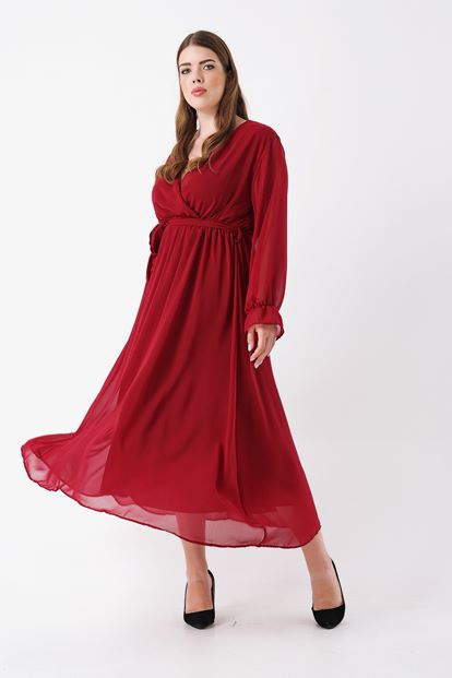 Burgundy big body chiffon dress