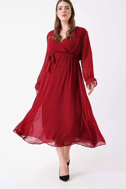 Burgundy big body chiffon dress
