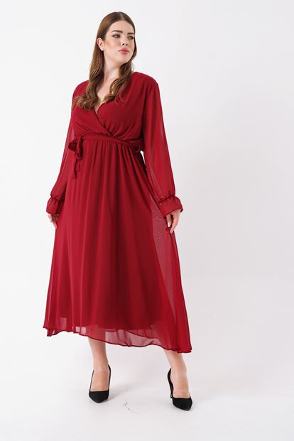 Burgundy big body chiffon dress