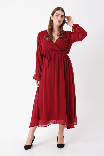 Burgundy big body chiffon dress