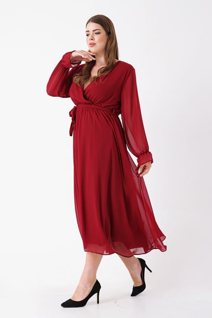 Burgundy big body chiffon dress