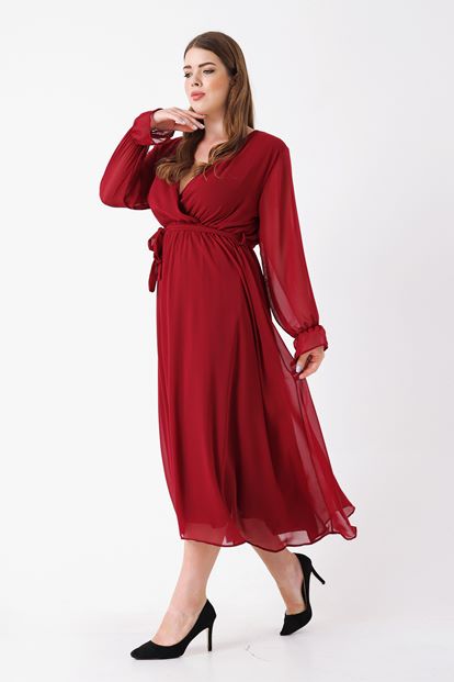 Burgundy big body chiffon dress