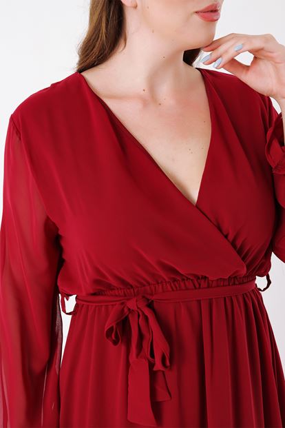 Burgundy big body chiffon dress