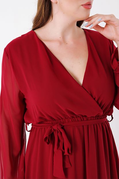 Burgundy big body chiffon dress