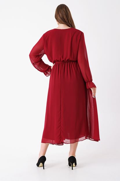 Burgundy big body chiffon dress