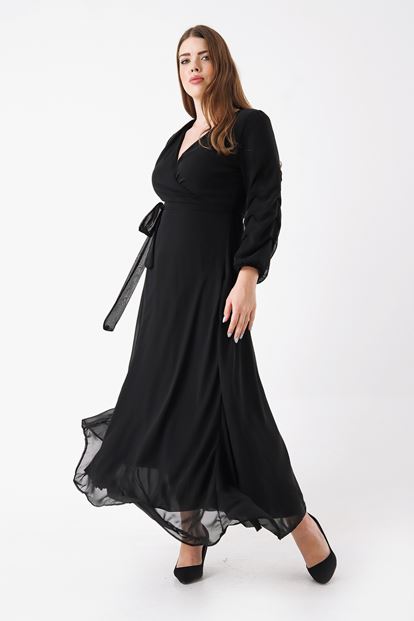 Siyah Büyük Beden Şifon Elbise