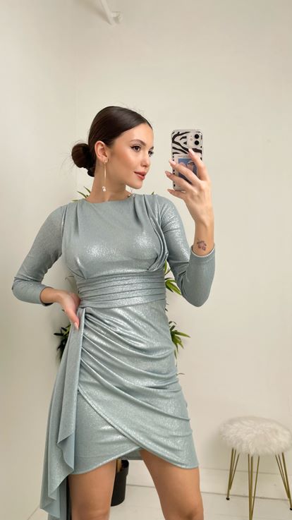 Bebe Mavi Eteği Kat Kat Abiye Elbise