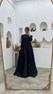Siyah Omuz İşlemeli Drapeli Şifon Tesettür Abiye Elbise