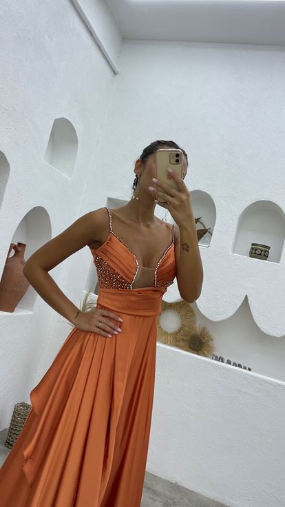 Tile Rope Strap ricamato drappeggiato balza raso abito da sera