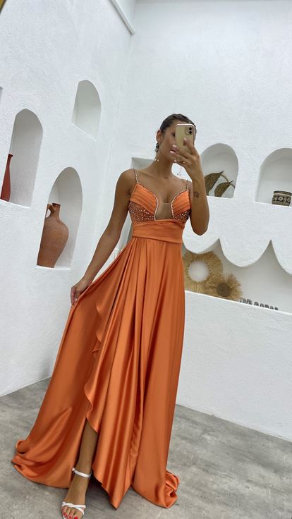 Tile Rope Strap ricamato drappeggiato balza raso abito da sera