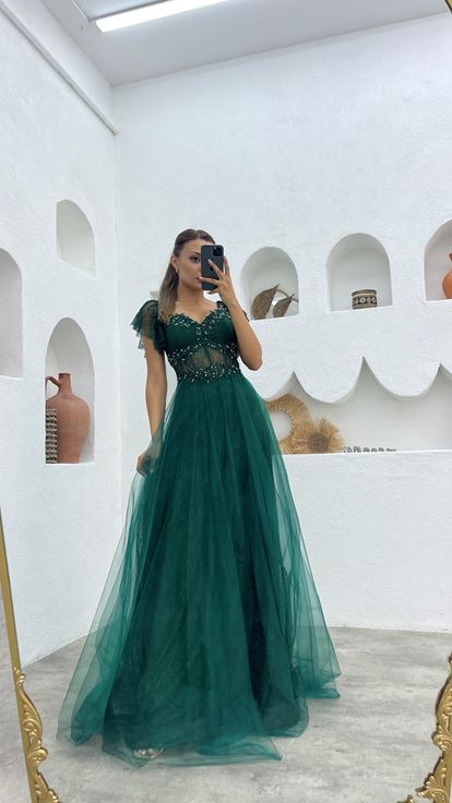 Embroidered Embroidered Lace Evening Dress