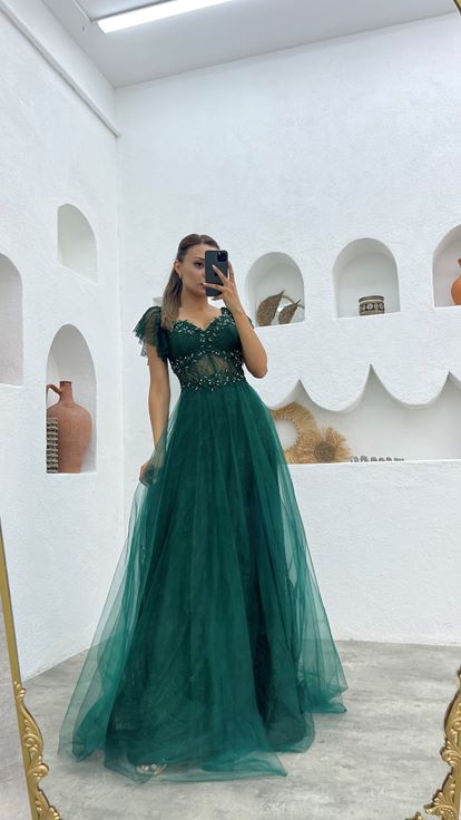 Embroidered Embroidered Lace Evening Dress