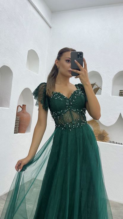 Embroidered Embroidered Lace Evening Dress