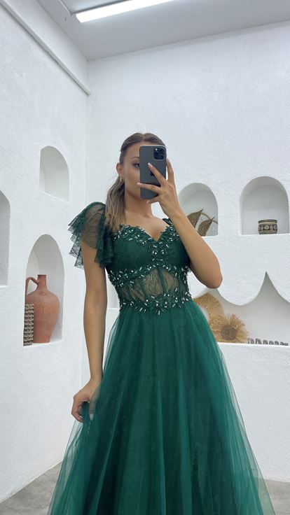 Embroidered Embroidered Lace Evening Dress