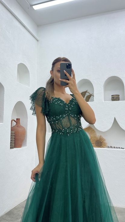 Embroidered Embroidered Lace Evening Dress