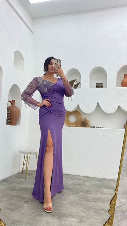 Abito da sera drappeggiato drappeggiato viola drappeggiato plus size