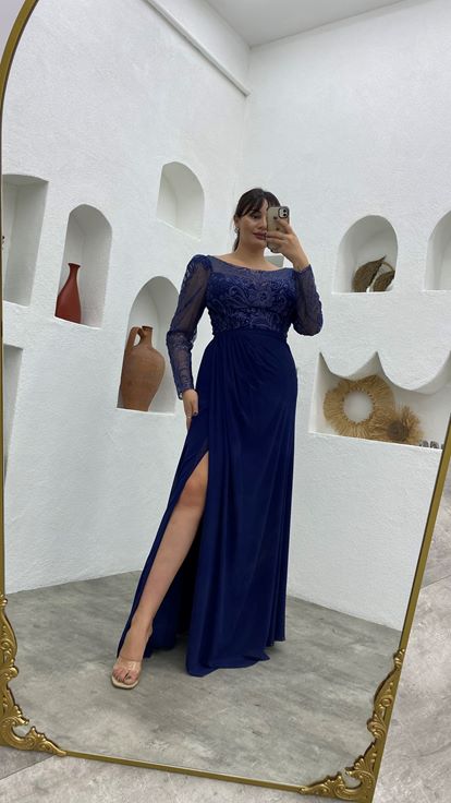 Robe de soirée bleu marine taille plus