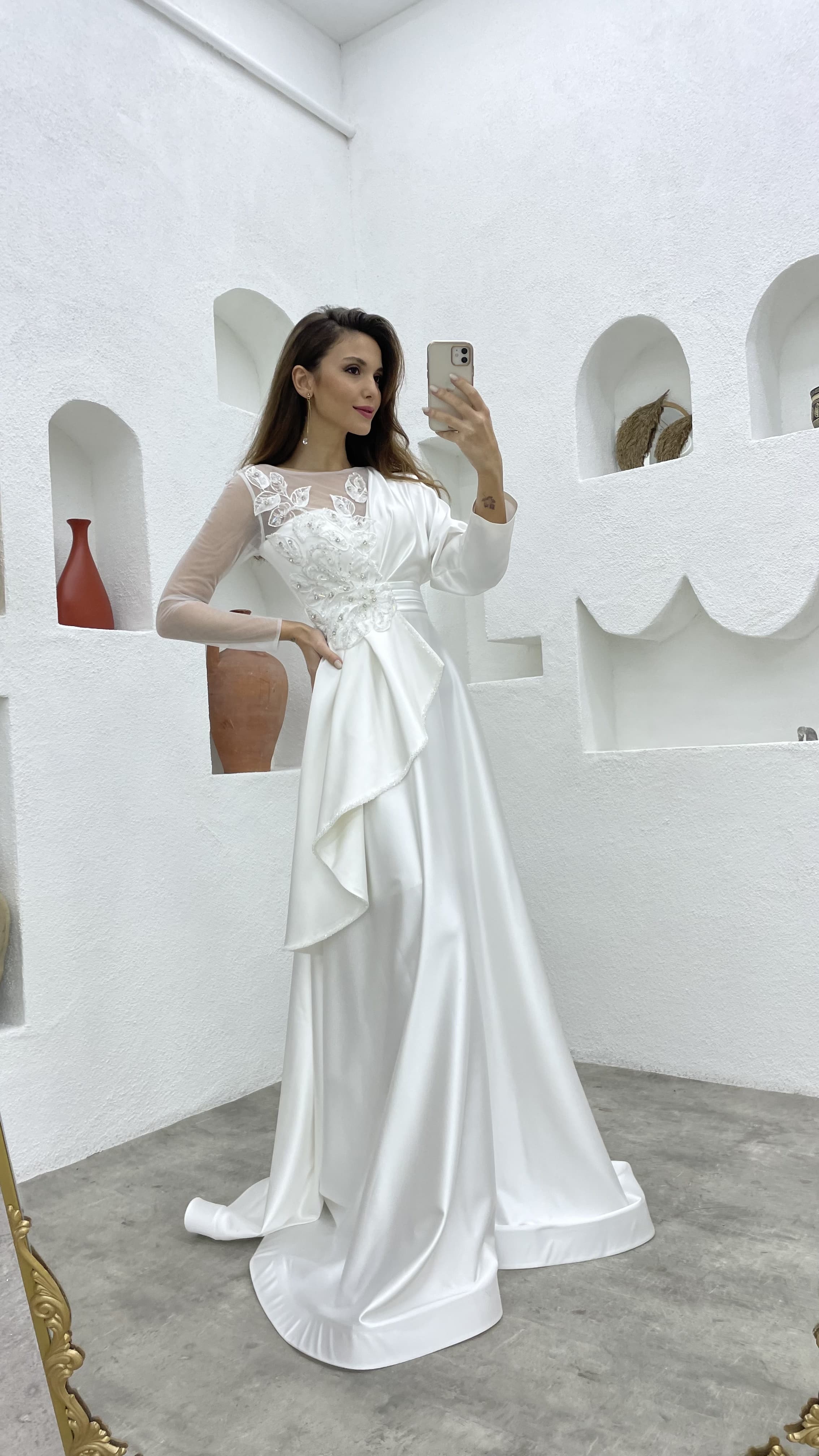 Vestido de sales raso blanco