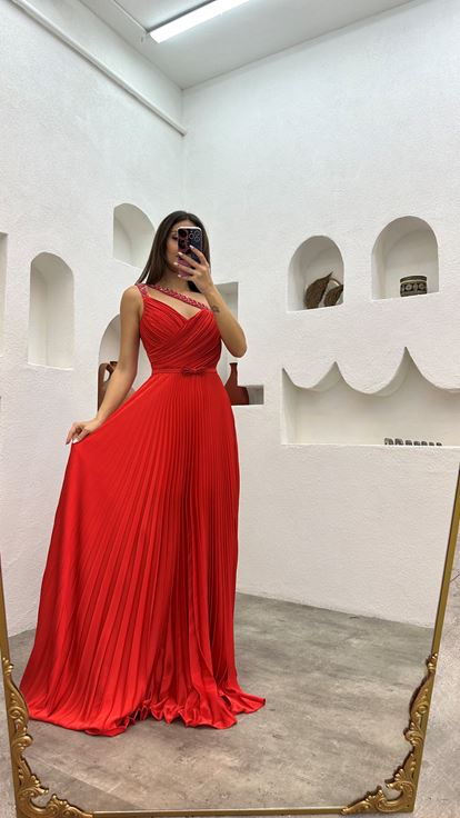 Cinturini arancioni ricamati plissettati raso abito da sera