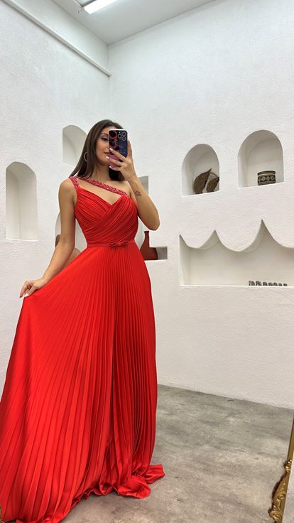 Cinturini arancioni ricamati plissettati raso abito da sera